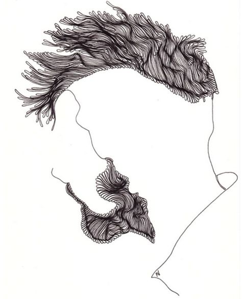 Hair, Head, Drawing, Illustration, Line art, Nose, Sketch, Ear, Jaw, Art, 
