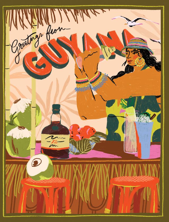 illustration of a bartender making a rum drink