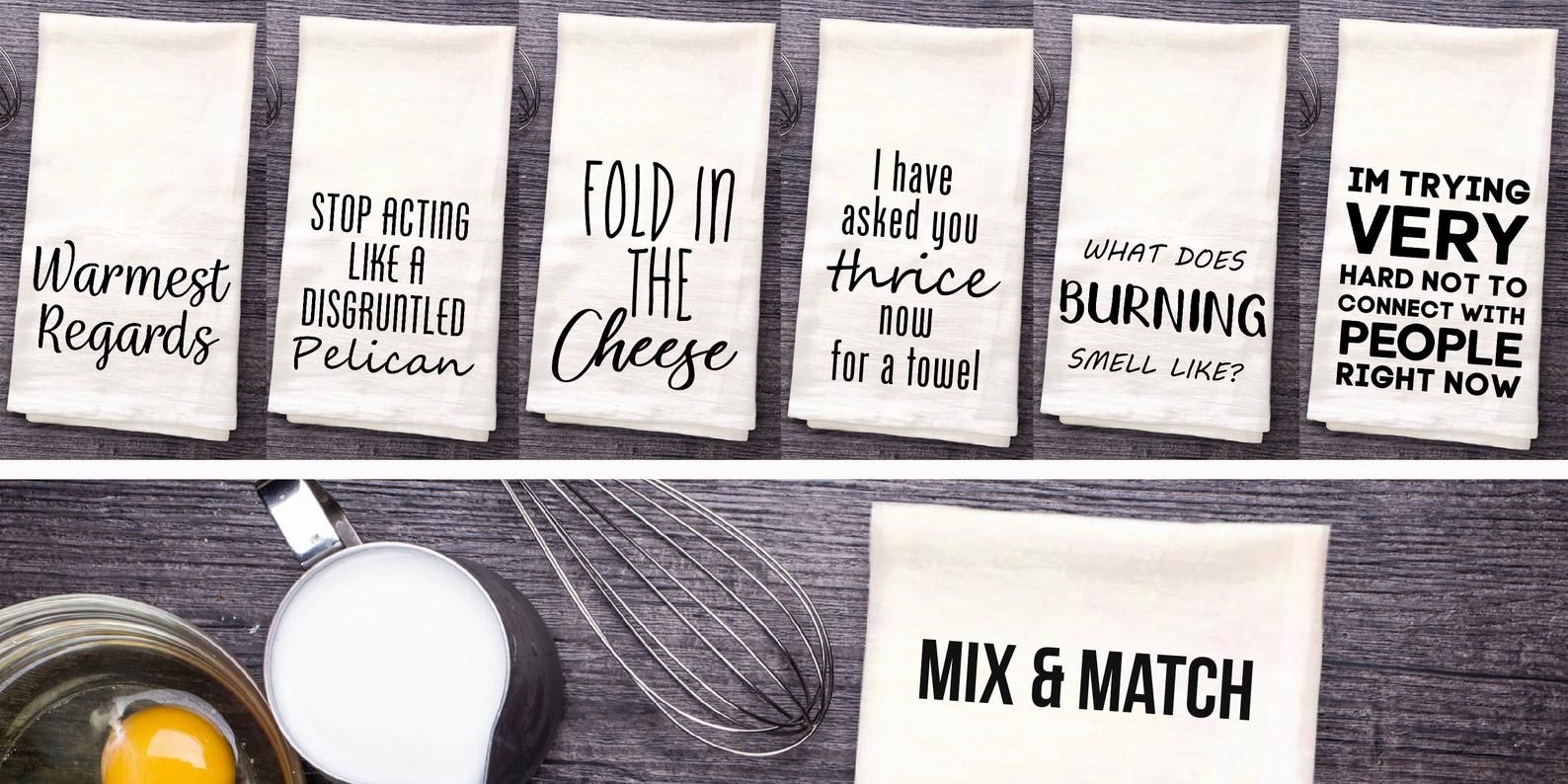 Funny Kitchen Towel Set I Have Asked You Thrice Now Set of 2 David Fold in the Cheese Schitt’s Creek Themed Tea Towels