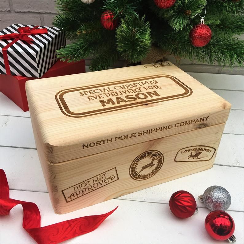 Personalised Children's MDF Christmas Eve Box Xmas Eve Gift Box 20cm High 