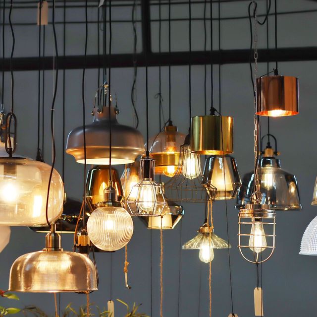 Illuminated Pendant Lights Hanging From Ceiling