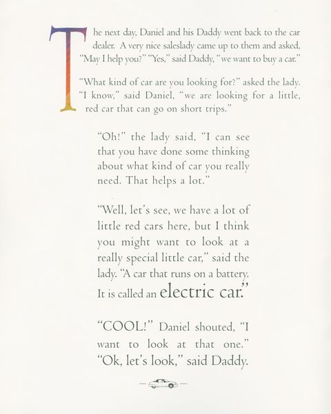 gm ev1 children's book Daniel and his electric car