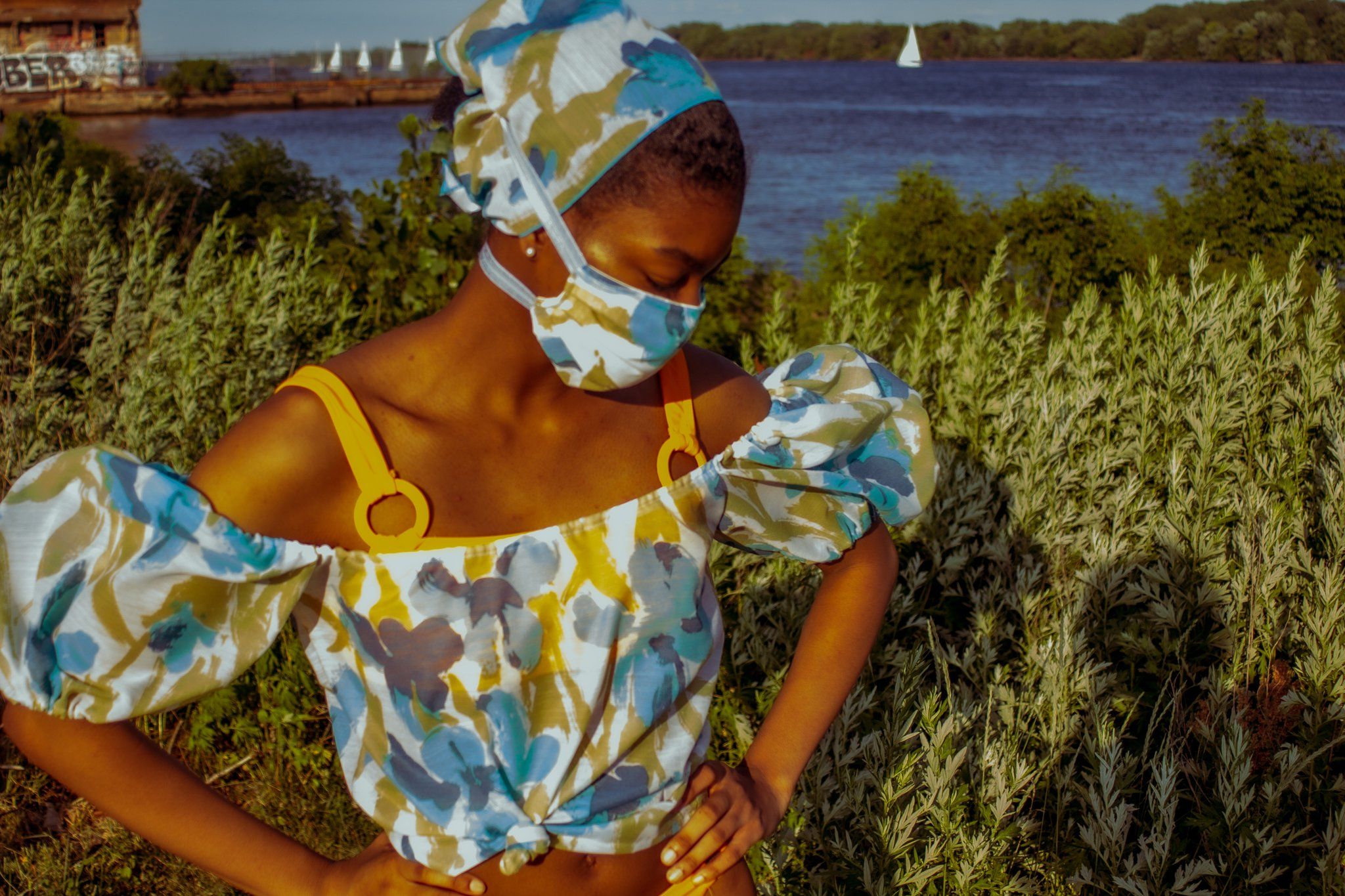 sundress with matching head scarf