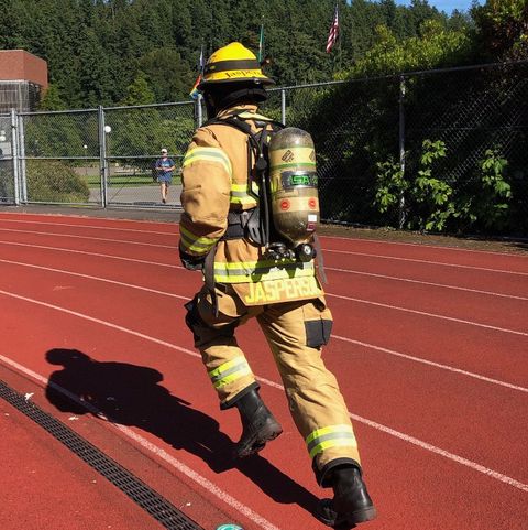 Firefighter, Personal protective equipment, Fire department, Emergency service, Roof, 