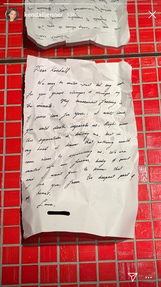 Kendall Jenner Posted Handwritten Love Letter She Got Who