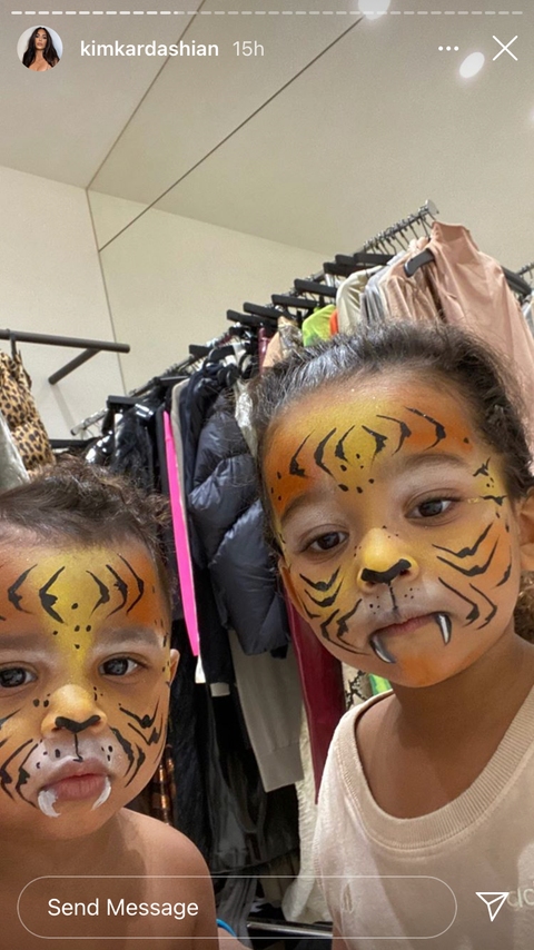 kim's kids in tiger makeup