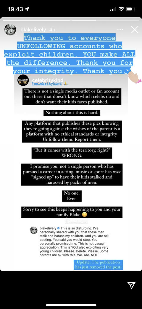 blake lively's instagram story