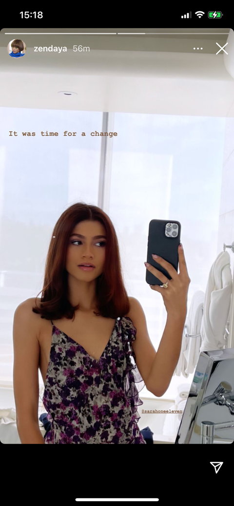Zendaya with her new red hair and yellow diamond ring. zendaya with her new red hair and yellow diamond ring