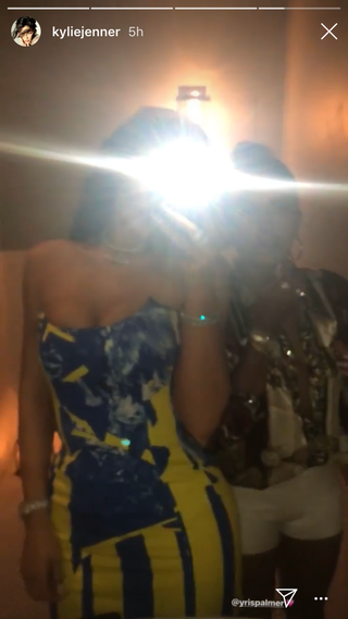 Kylie Jenner Wore A Blue And Yellow Mini Dress To Ariel Tejadas