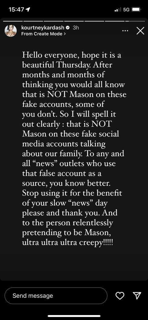 kourtney kardashian speaking out about mason