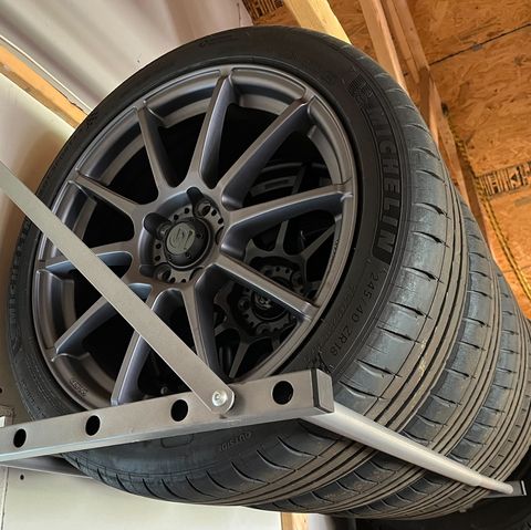 tire rack in the garage