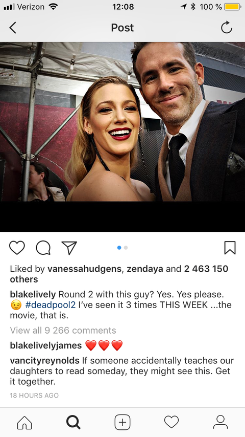 Ryan Reynolds Trolls Blake Lively On Instagram For Flirty Caption Ryan And Blakes Social 