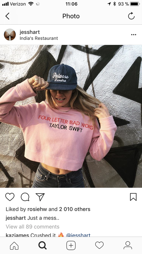 Victorias Secret Model Jessica Hart Wears Anti Taylor Swift Sweater