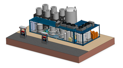a rendering of the hydrogen fuel production facility planned by powertap﻿