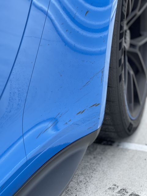 rubber streaks on the side of the 911 gt3