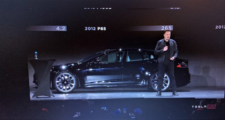 Elon Musk Celebrates the Production Rollout of the Tesla Model S Plaid