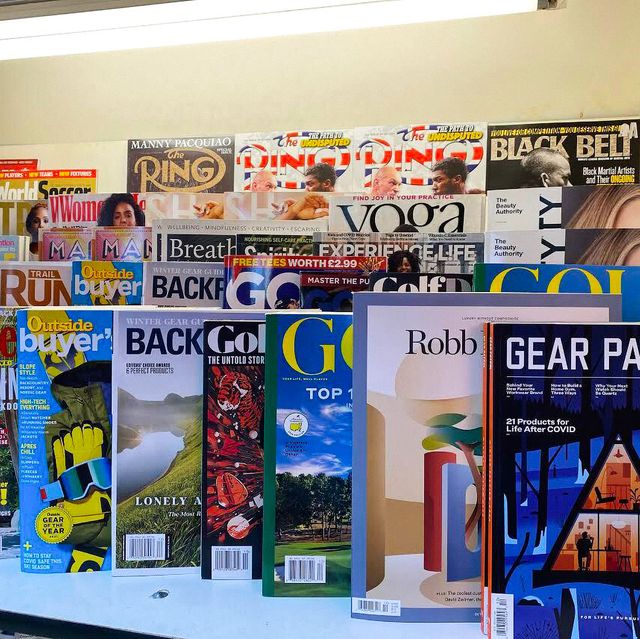 gear patrol magazine on a rack of other magazines