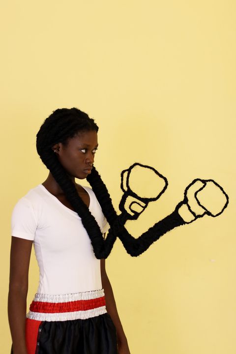 laetitia ky, women's revolution, lis10 gallery, art, hairstyle, protest, black woman