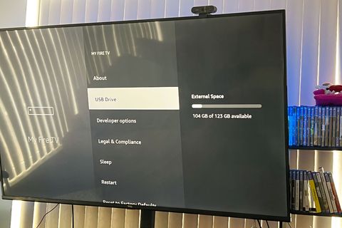 tv screen showing storage