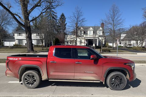 static shot of the all new 2022 toyota tundra testing in southeastern michigan