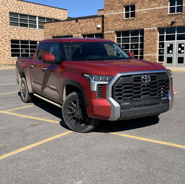 toyota tundra limited in a school parking lot