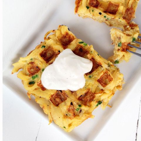 Savory Parsnip Noodle Chive Waffles 