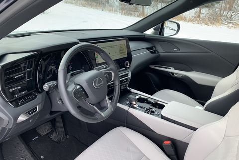 lexus rx 350h interior shown from the driver's side door