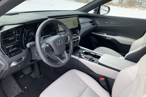 lexus rx 350h interior shown from the driver's side door