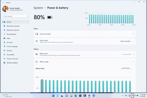 windows battery life screen