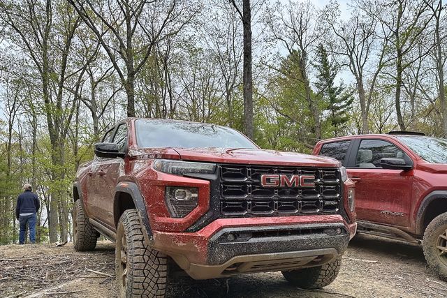 gmc canyon at4x parked in a dirt clearing