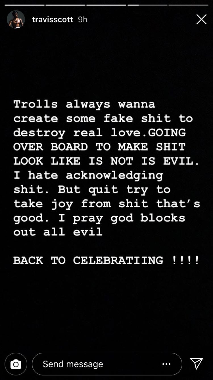 Travis Scott Instastory
