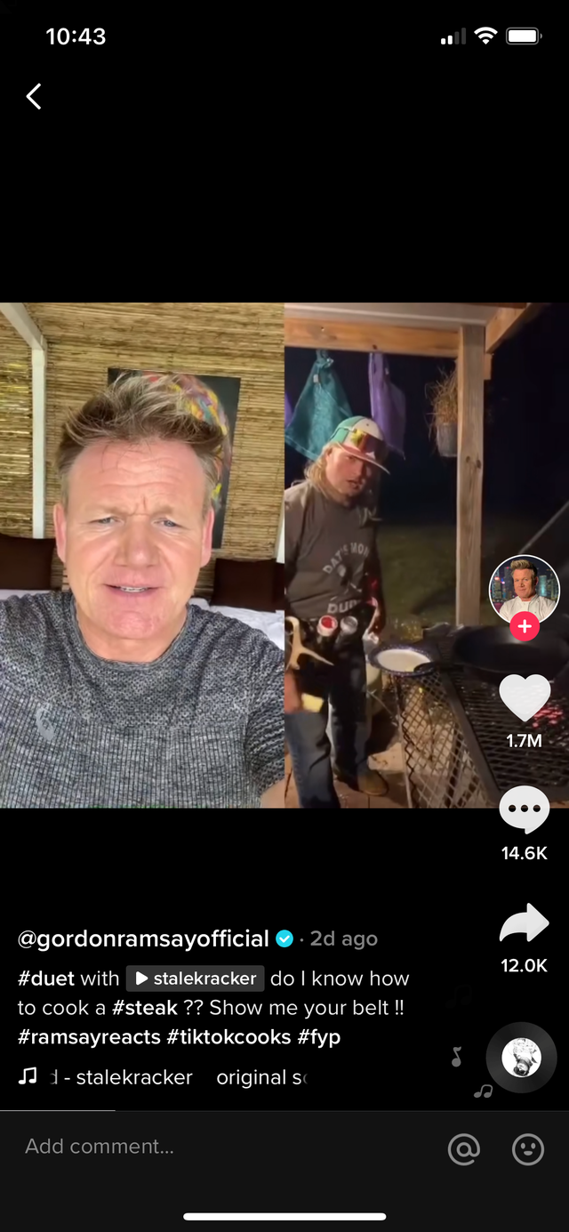 Gordon Ramsay Reacted To A Tiktok Of Someone Grilling Steaks With A Seasoning Belt