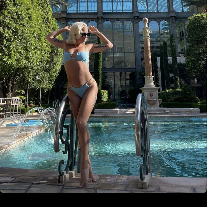 Lady Gaga Chilling Poolside in Las Vegas Wearing a Thong Bikini Is a Vibe