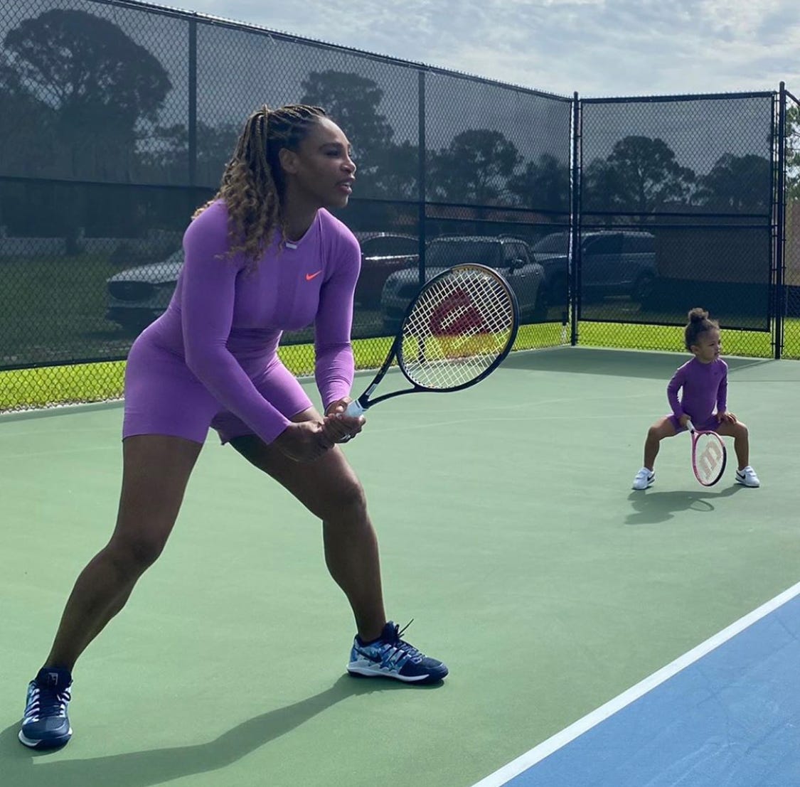 Serena Williams and Daughter Olympia Played Tennis Together