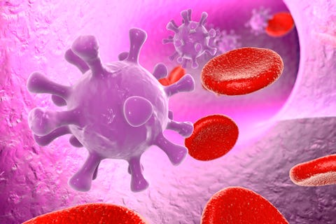 HIV in blood, illustration