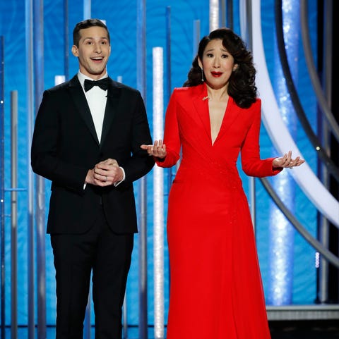 sandra oh monologue twitter reacts to sandra oh and andy samberg s golden sandra oh monologue twitter reacts to sandra oh and andy samberg s golden