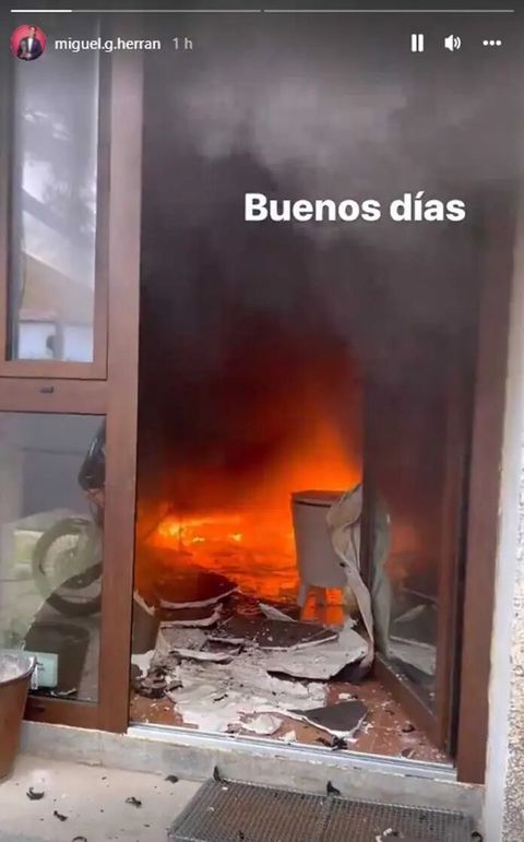 miguel herrán shows the fire in his house