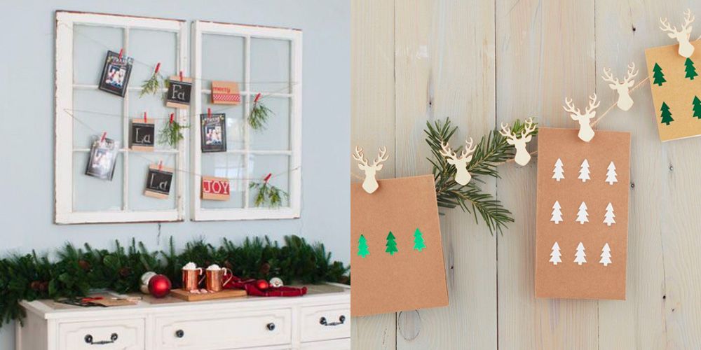 Gampu Felt Christmas Card Holder Wall Display Merry Christmas Hanging Picture Holder with 40 Photo Clips for Holiday Décor