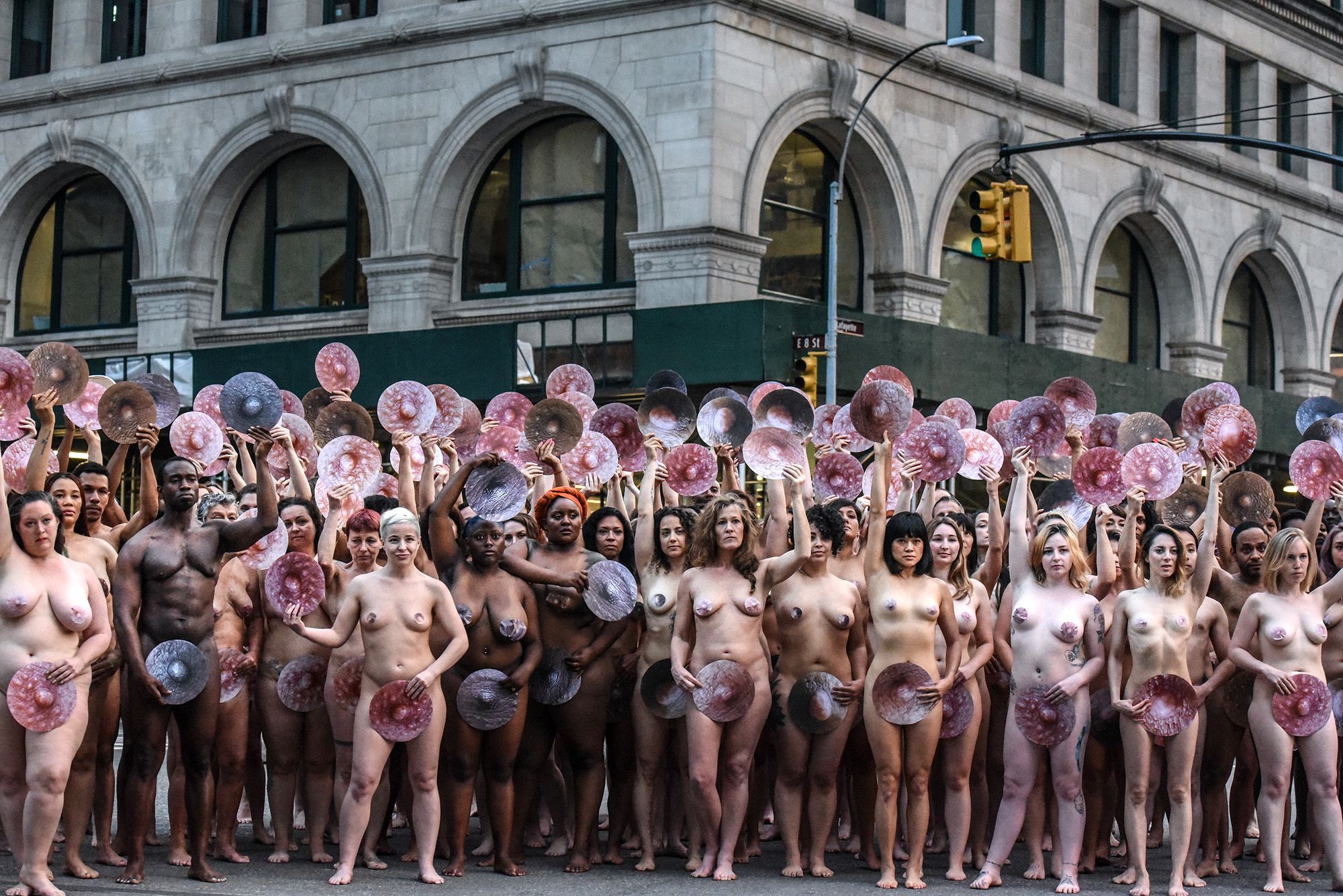 125 People Posed Nude in Front of Facebook's New York Office to Protes...