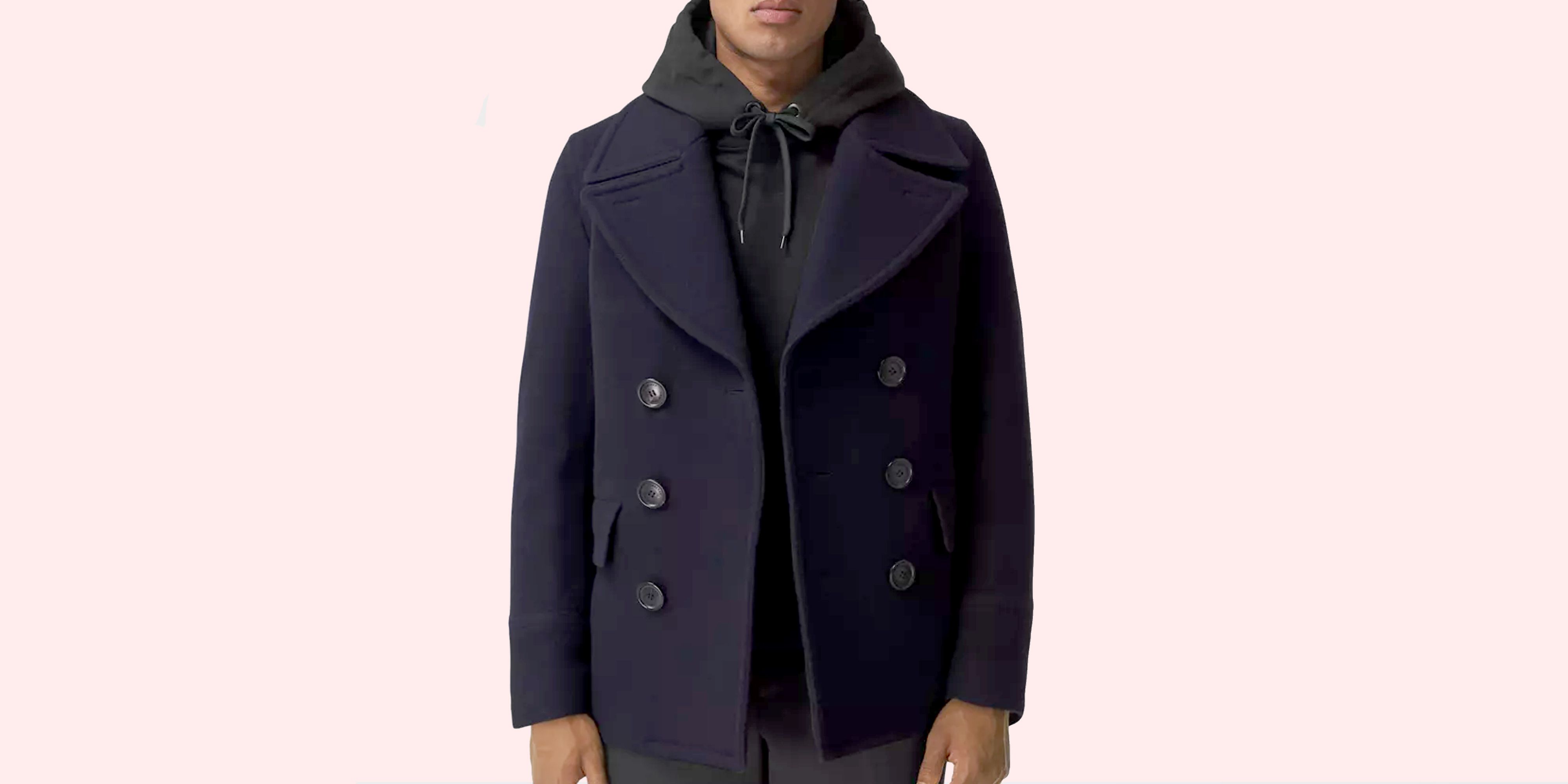 black pea coat with fur hood