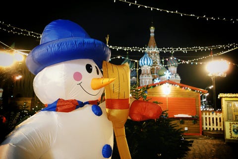 Inflatable Snowman At Red Square During Christmas