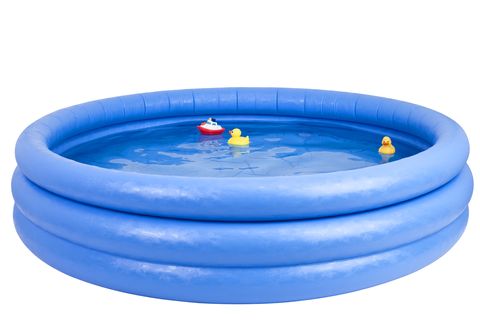 inflatable swimming pool with rubber duck and toy