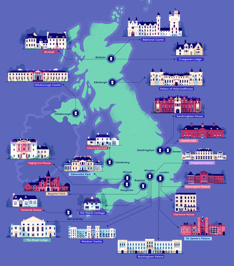 Map Shows How Many Properties The Royal Family Own