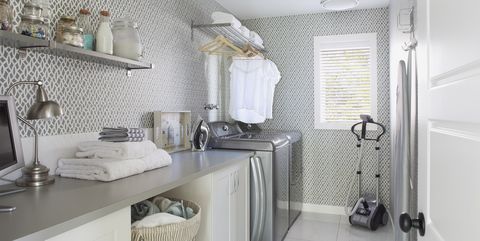 Interior of laundry room in contemporary home
