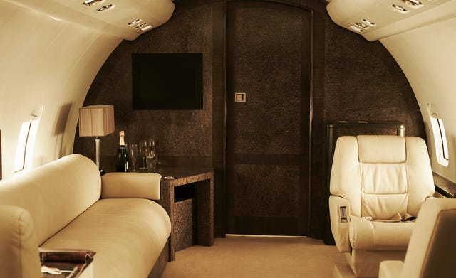 interior of luxury private jet