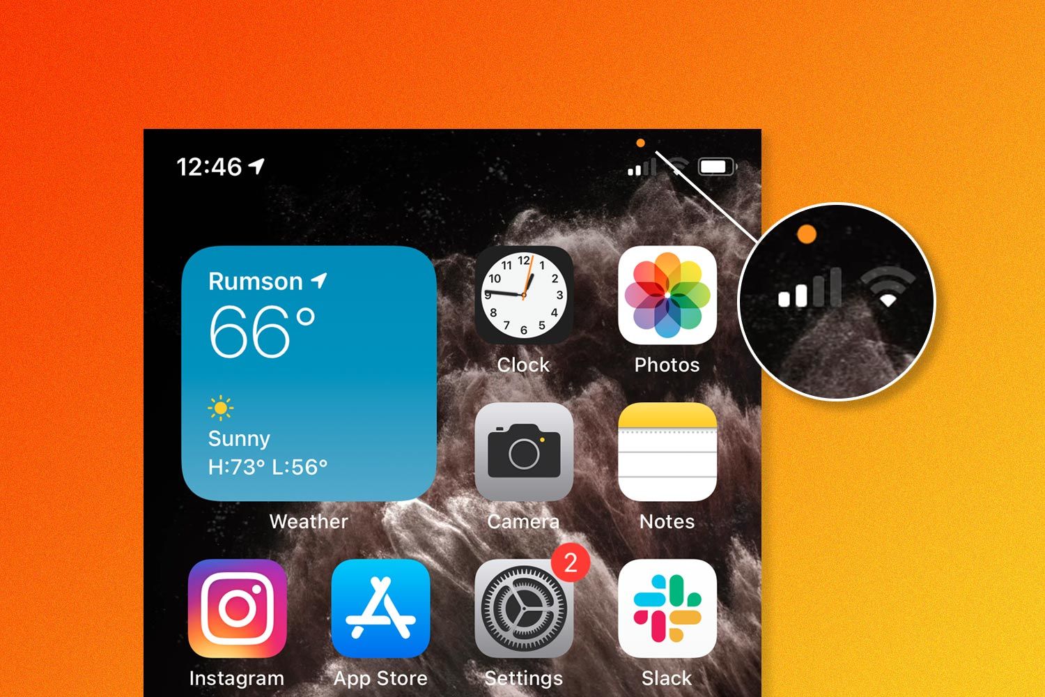 orange dot on iphone meaning