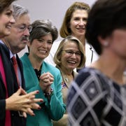 Republican Senate Candidate Jodi Ernst Campaigns Throughout Iowa republican us senate candidate joni ernst visits with employees at the newton manufacturing company during her 'one more thing' 24 hour campaign push to election day november 3, 2014 in newton, iowa according to the polls, ernst is in a neck and neck race with her opponent, democratic candidate rep bruce braley d ia, and the election in iowa could decide which party controls the us senate