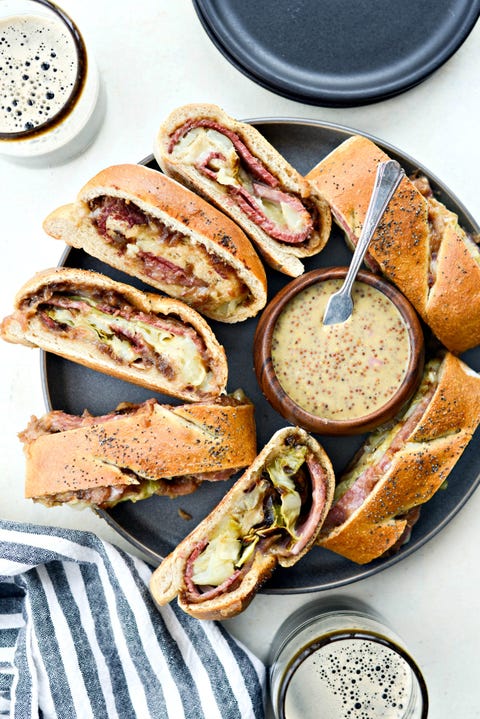 corned beef and cabbage stromboli with guinness mustard