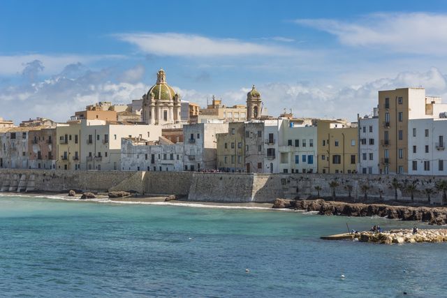 italy, sicily, trapani, old town and city fortification