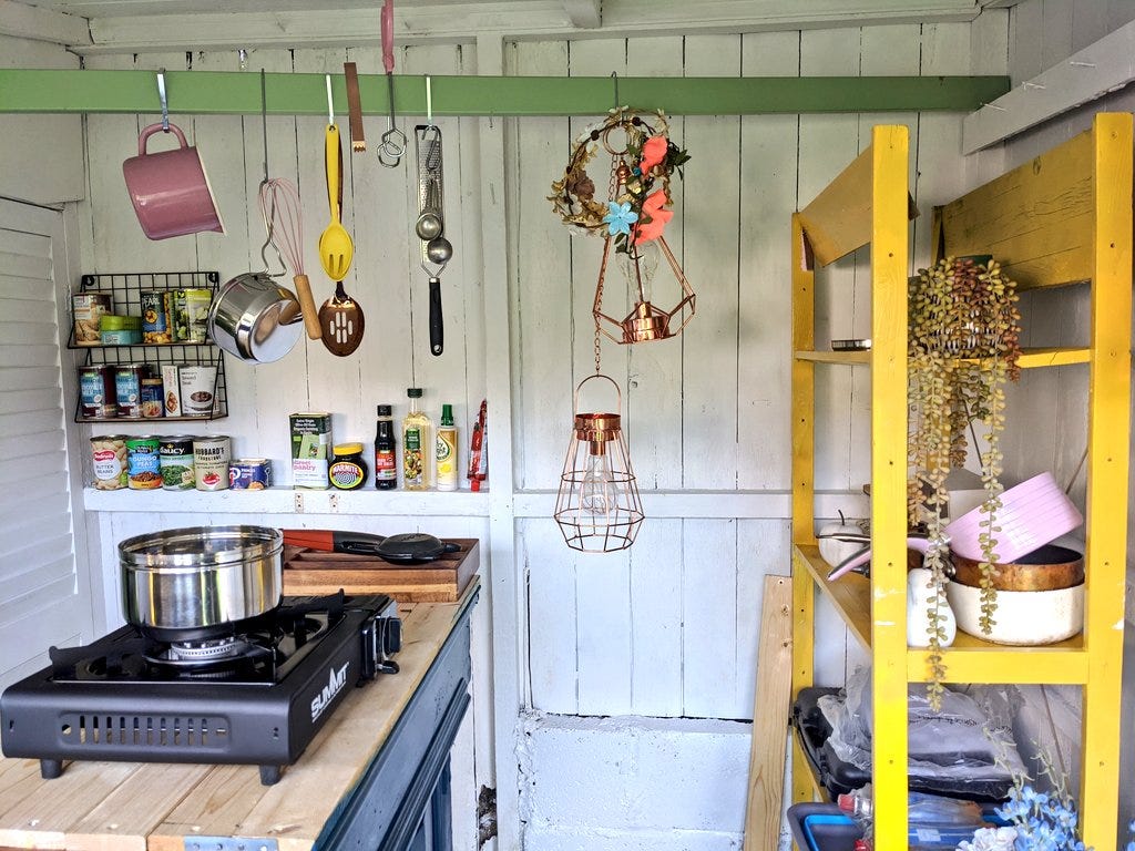 jack monroe makes diy kitchen studio in shed during lockdown